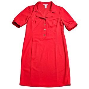 LONDON TIMES Knit Red Shirtdress Retro Workwear Careerwear Officewear Size 6